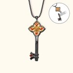 Personalisierte Dornen Iris Kreuz Gothic Schlüssel Halskette mit abnehmbarem Fach und Papier Vintage-Schmuck Geschenk für Gothic-Liebhaber