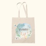 Henkilökohtainen vesiväri Forest Bunny Canvas Kangas Kangaskassi käsilaukku nimi pääsiäismuna metsästys kori lahja lapsille perheelle