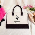 Personalizada Bailarina Ballet Pose Bolsa de lona con nombre de gran capacidad Cumpleaños Aniversario Regalo para ella