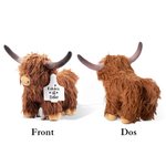 Jouet Peluche Vache Highland Personnalisé avec Nom et Étiquette Cadeau de Pâques pour Enfants Amoureux des Vaches