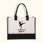 Personalizada Bailarina Ballet Pose Bolsa de lona con nombre de gran capacidad Cumpleaños Aniversario Regalo para ella