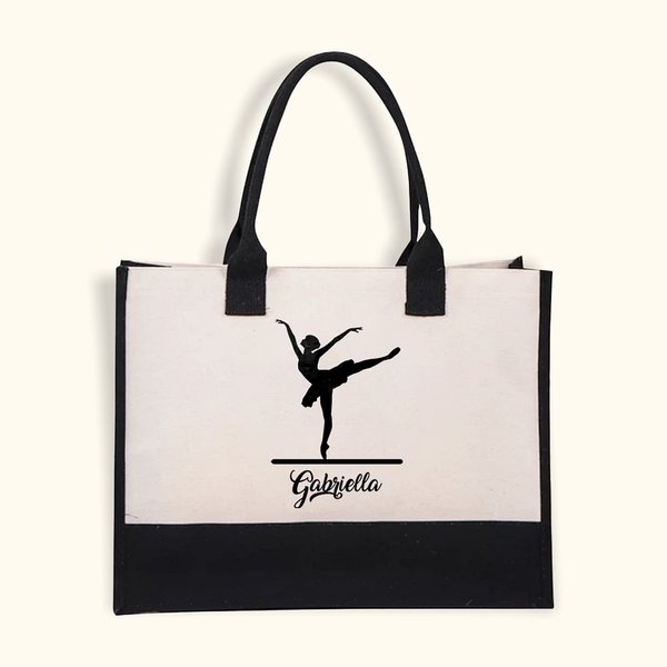 Personalizada Bailarina Ballet Pose Bolsa de lona con nombre de gran capacidad Cumpleaños Aniversario Regalo para ella