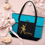 Personalizzato Glitter Dance Ballerina Multi-Pocket Zippered Tote Bag Compleanno Anniversario Regalo per Lei