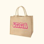 Personalized Large Capacity Jute Tote Bag with Cute Name Wedding Beach Travel Gift for Women