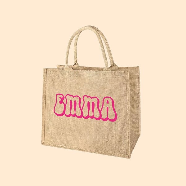 Sac en Jute Personnalisé avec Nom Sac à Main de Grande Capacité Cadeau pour Mariage Voyage pour Femme