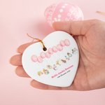 Ornement en Céramique Lapin Pierre Thème Ballons de Fête Baptême Décoration Personnalisée avec Nom et Date Cadeau de Pâques pour Famille