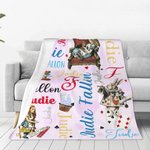 Personalisierte Alice im Wunderland weiche Fleecedecke mit Namen Geschenk für sie