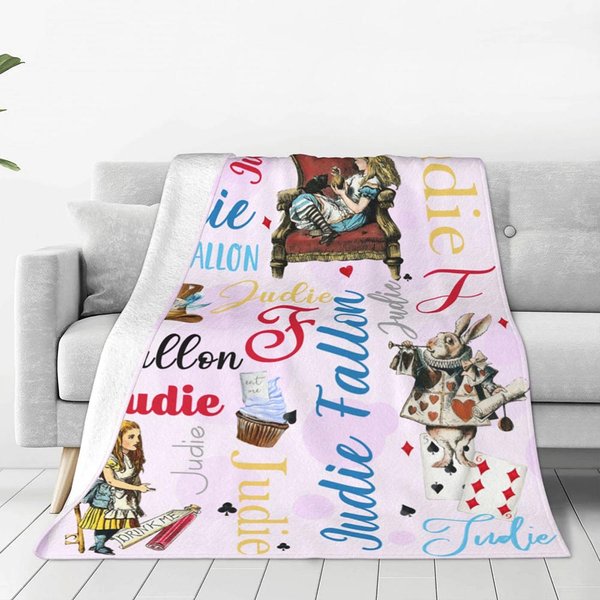 Gepersonaliseerde Alice in Wonderland Zachte Fleecedeken met Naam Cadeau voor Haar