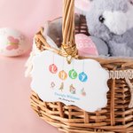 Ornement en Céramique Lapin Pierre Thème Ballons de Fête Baptême Décoration Personnalisée avec Nom et Date Cadeau de Pâques pour Famille