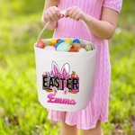 Cestino di caramelle personalizzato con il nome di un coniglietto carino con motivo a carota, regalo di Pasqua per bambino