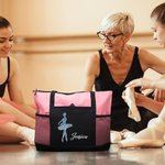 Personalizzato Glitter Dance Ballerina Multi-Pocket Zippered Tote Bag Compleanno Anniversario Regalo per Lei