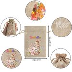 Sac à Bonbon Personnalisé avec Prénom Sac en Jute à Motif Lapin et Fleur Cadeau Anniversaire pour Enfant