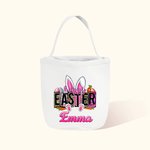 Cestino di caramelle personalizzato con il nome di un coniglietto carino con motivo a carota, regalo di Pasqua per bambino