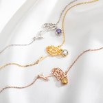 Personalised Birth Flower Bracelet with Birthstone Birthday Mother's Day Gift for Women