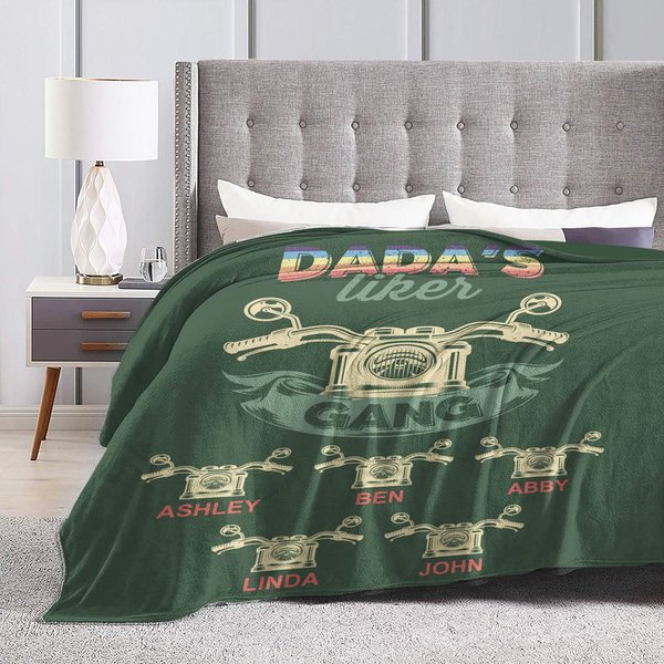 Couverture Polaire Personnalisée avec Noms des Enfants Cadeau Fête des Pères pour Homme Papa