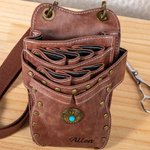 Personalised Multi-Compartment Leather Hairdressing Scissors Waist Bag with Name and Belt Gift for Hairstylist Barber