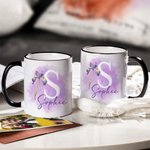 Mug Personnalisé avec Prénom et Initiale Tasse à Café en Céramique Cadeau Fête des Mères Anniversaire Mariage pour Femme