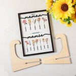 Plaque Décorative en Bois Personnalisée avec Noms Fleurs de Naissance Thème Jardin de Grand-Mère Décoration de Maison Cadeau Fête des Mères pour Maman