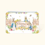 Personalisierte Peter Rabbit Garten Lebensmittelqualität Metall Keksdose mit Text Ostern Geschenk für Kinder Freunde