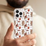 Personligt Vintage Flower Highland Cow Telefonfodral för iPhone med namn Födelsedagspresent för familj vän