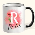 Mug Personnalisé avec Prénom et Initiale Tasse à Café en Céramique Cadeau Fête des Mères Anniversaire Mariage pour Femme