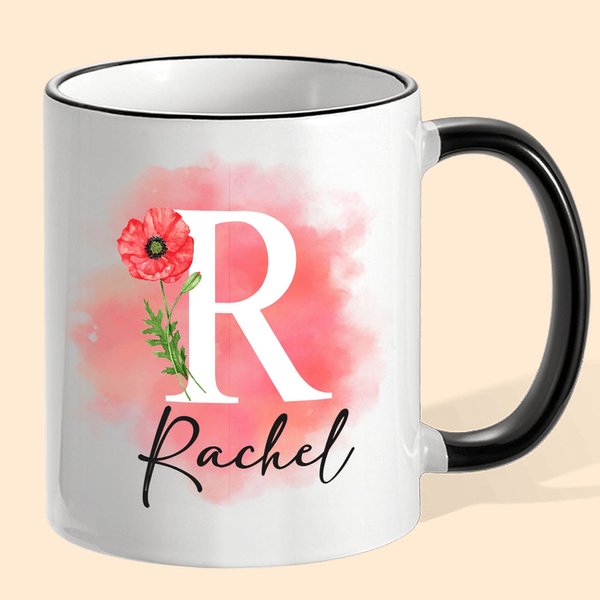 Personalisierte Geburt Blume 11oz keramische Kaffeetasse mit Namen & Initial Hochzeit Geburtstag Muttertag Geschenk für Frauen