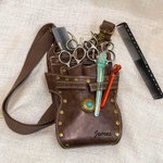 Personalised Multi-Compartment Leather Hairdressing Scissors Waist Bag with Name and Belt Gift for Hairstylist Barber