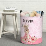 Personalized Peter Rabbit Bunny Floral Laundry Storage Basket Large Capacity Waterproof Easter Egg Organizer Gift for Kids