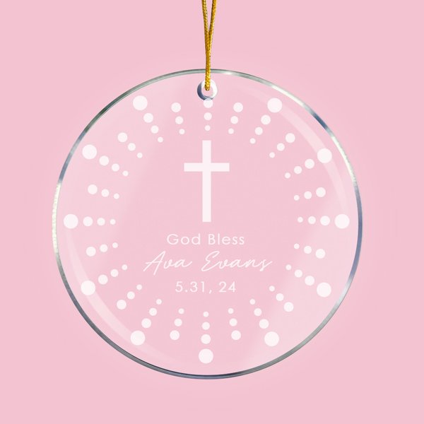 Ornamento in acrilico personalizzato God Bless con nome Battesimo Regalo per figlioccio e figlioccia