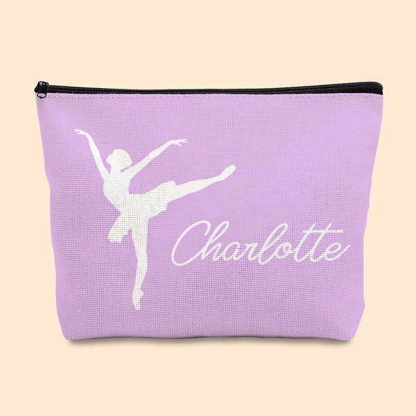 Bolsa de Maquillaje Personalizada Silueta Bailarina con Nombre Día de la Madre Cumpleaños Aniversario Regalo para Ella