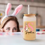 Personalisierte niedliche Osterhase 20oz mattiert kann Glas mit Initialen und Namen Frohe Ostern Geschenk für Freunde Familie