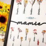 Plaque Décorative en Bois Personnalisée avec Noms Fleurs de Naissance Thème Jardin de Grand-Mère Décoration de Maison Cadeau Fête des Mères pour Maman