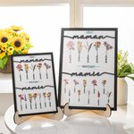 Plaque Décorative en Bois Personnalisée avec Noms Fleurs de Naissance Thème Jardin de Grand-Mère Décoration de Maison Cadeau Fête des Mères pour Maman