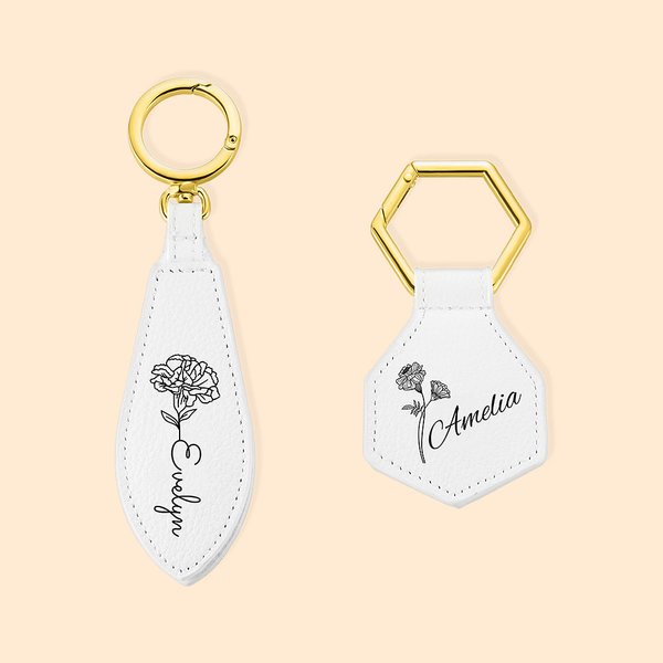 Personalized Birth Flower Strong Magnetic Leather Name Hat Clip with Gold Buckle Travel Accessory Gift for Women