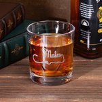 Gepersonaliseerd Glitter Vishaak Design 10oz Whiskey Scotch Glas met Gegraveerde Naam Vaderdag Verjaardagscadeau voor Man