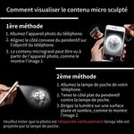 Collier Personnalisé avec Photo de Projection et Texte sur Pendentif Vertical Cadeau Anniversaire Marigae pour Femme Homme
