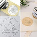 Personalized Black Cat Coffee Reading Time Book Embossing Stamp Hand-held Embosser Set with Name Birthday Book Club Library Gift for Bookworms