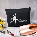 Gepersonaliseerd ballerina silhouet make-up tasje met naam Moederdag Verjaardag Verjaardagscadeau voor haar