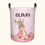 Personalized Peter Rabbit Bunny Floral Laundry Storage Basket Large Capacity Waterproof Easter Egg Organizer Gift for Kids