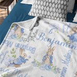 Personalisierte Peter Rabbit Bunny Floral Decke mit Initialen und Namen Ostern Geburtstag Geschenk für Kinder