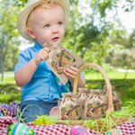 Personalised The Hunt Is On Burlap Drawstring Sweets Bag with Bunny Pattern and Name Easter Gift for Kids