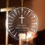 Ornamento in acrilico personalizzato God Bless con nome Battesimo Regalo per figlioccio e figlioccia