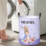 Personalized Peter Rabbit Bunny Floral Laundry Storage Basket Large Capacity Waterproof Easter Egg Organizer Gift for Kids