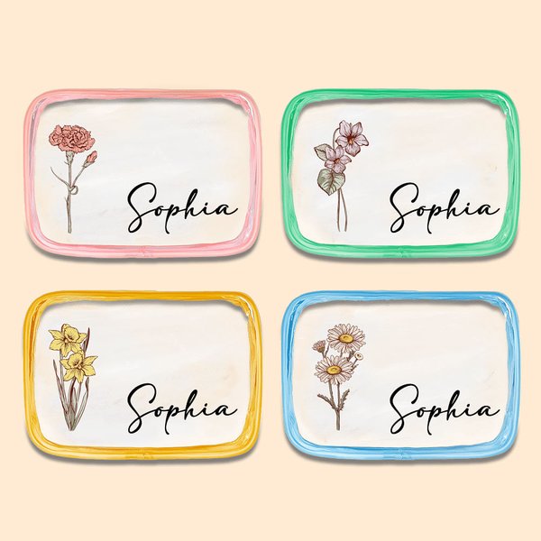 Personalized Birth Flower Clear Makeup Bag with Zipper and Name Water Proof Travel Cosmetic Accessory Birthday Bridesmaid Party Gift for Her