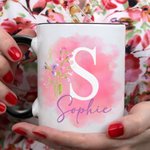Mug Personnalisé avec Prénom et Initiale Tasse à Café en Céramique Cadeau Fête des Mères Anniversaire Mariage pour Femme
