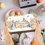 Personalisierte Peter Rabbit Garten Lebensmittelqualität Metall Keksdose mit Text Ostern Geschenk für Kinder Freunde