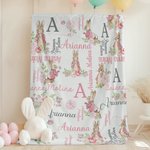 Personalisierte Peter Rabbit Bunny Floral Decke mit Initialen und Namen Ostern Geburtstag Geschenk für Kinder
