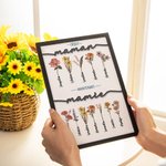 Plaque Décorative en Bois Personnalisée avec Noms Fleurs de Naissance Thème Jardin de Grand-Mère Décoration de Maison Cadeau Fête des Mères pour Maman