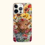 Personalised Colourful Highland Cow iPhone Case with Name Birthday Anniversary Gift for Friend Family