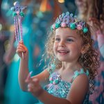 Personalisierte schöne handgemachte Glitter Meerjungfrau Krone Abzeichen Wand mit Alter Geburtstag Geschenk für Mädchen